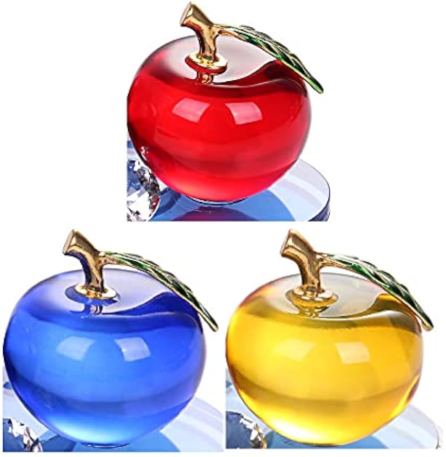 美品 ヴィンテージ ガラス 馬 りんご 置物 オブジェ ずっしり