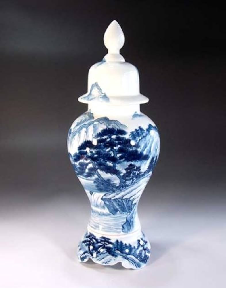 藤井錦彩染錦古伊万里風花瓶 壺