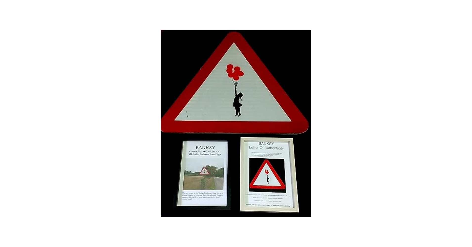 ストリートアートサイン Banksy ロードサイン 額装済み 標識 希少