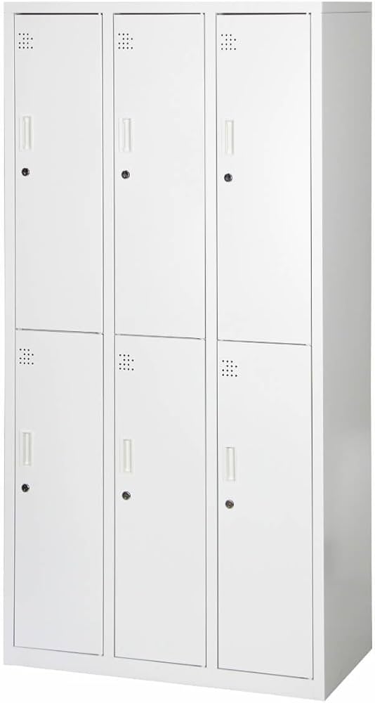 Amazon.co.jp: スチールロッカー 6人用 オフィス 更衣室 鍵付き 3列 2