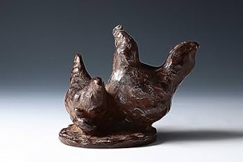 Amazon.co.jp: U07994彫刻家古賀忠雄のどかブロンズ鶏とり像置物彫刻共