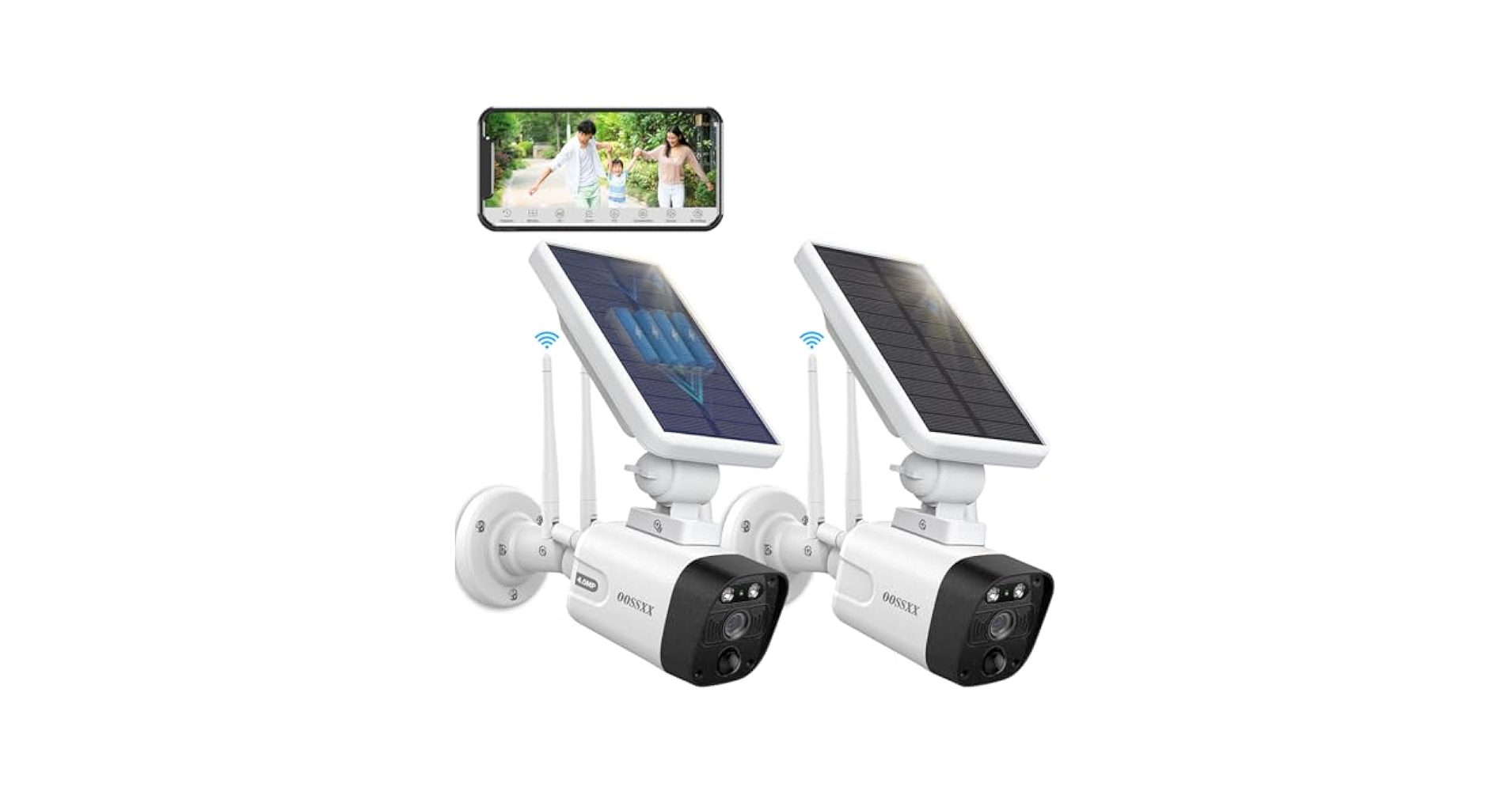 防犯カメラ 2台セット ソーラー 人感センサー 双方向通話 ベース