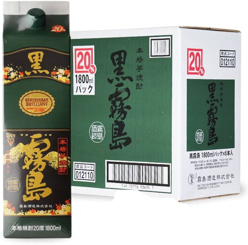 Amazon.co.jp: 「黒霧島」 20度1800mlパック 「6本セット」 : 食品