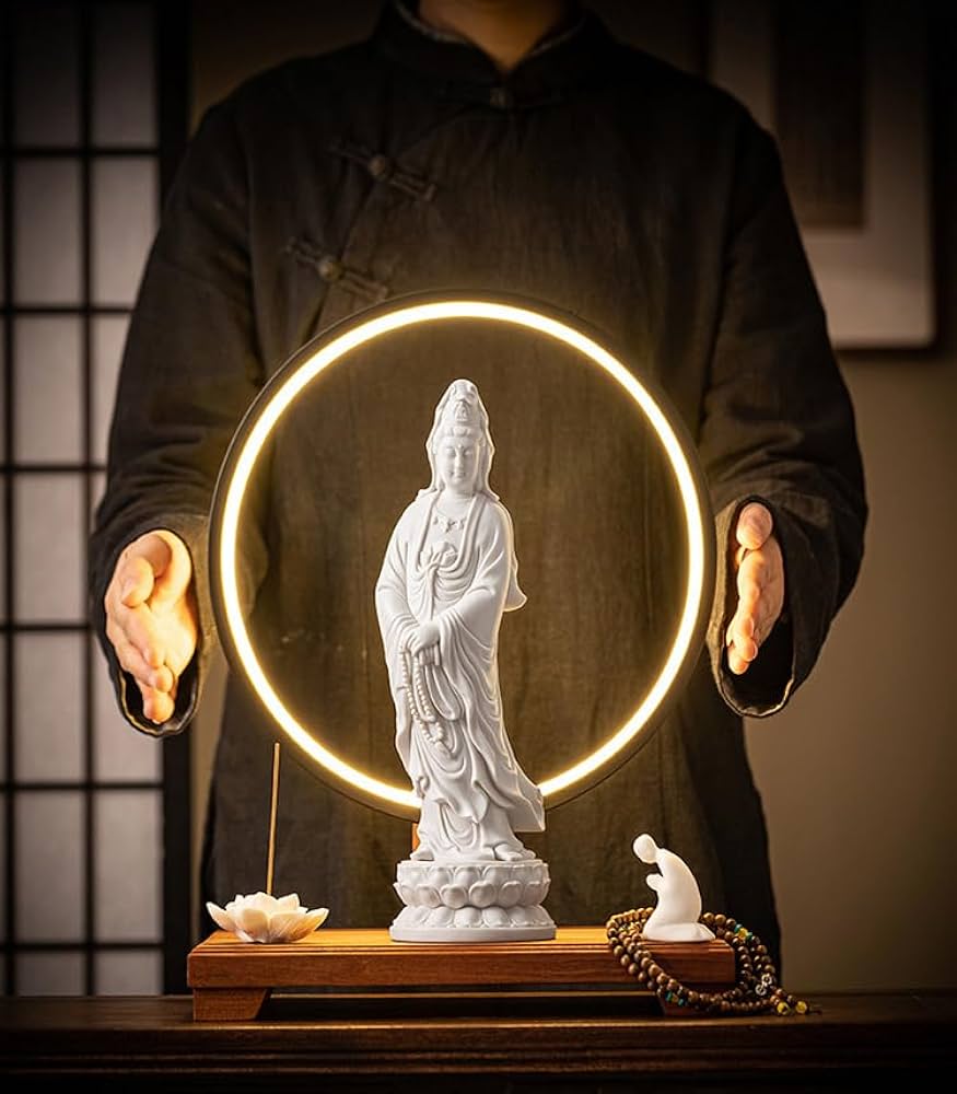 Amazon.co.jp: CCZHIDAOセラミック観音菩薩像 - 立っている白い磁器の