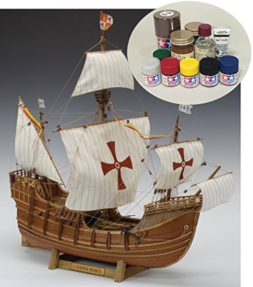 Amazon | ウッディジョー/木製帆船模型 1/50サンタマリア+塗料セット
