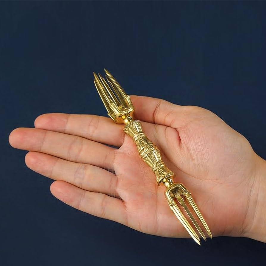 修縁堂】密教法具 鬼面5点セット 鬼面の鈴 鐘 五鈷杵 三鈷杵 独鈷杵