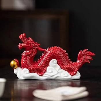 Amazon.co.jp: 辰 たつ 赤い 龍 干支 置物 インテリア 金玉持ち 昇運
