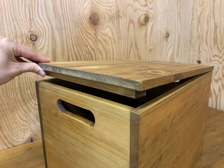 Amazon｜二方桟蓋つき ウッドボックス アンティークブラウン 35×25