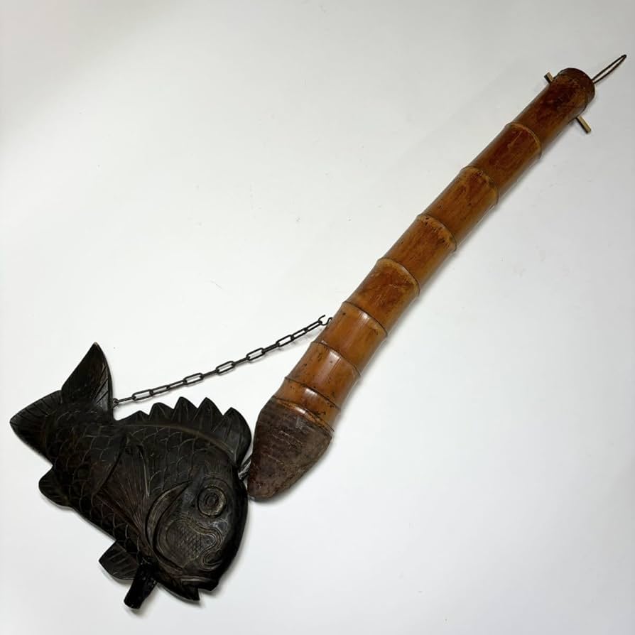 自在鉤 古民具 竹製 鯛の木彫り 囲炉裏 レトロ 自在鉤 古民具 竹製 鯛