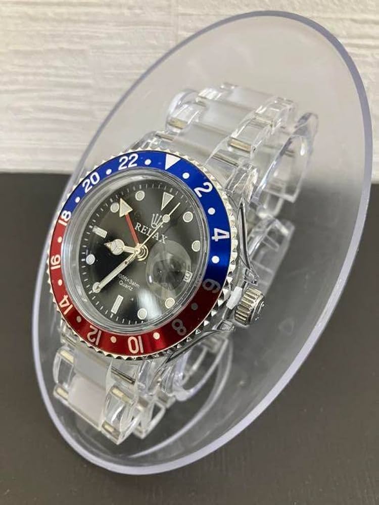 Amazon.co.jp: RELAX 腕時計 GMT 赤×青 ペプシカラー スケルトンベルト