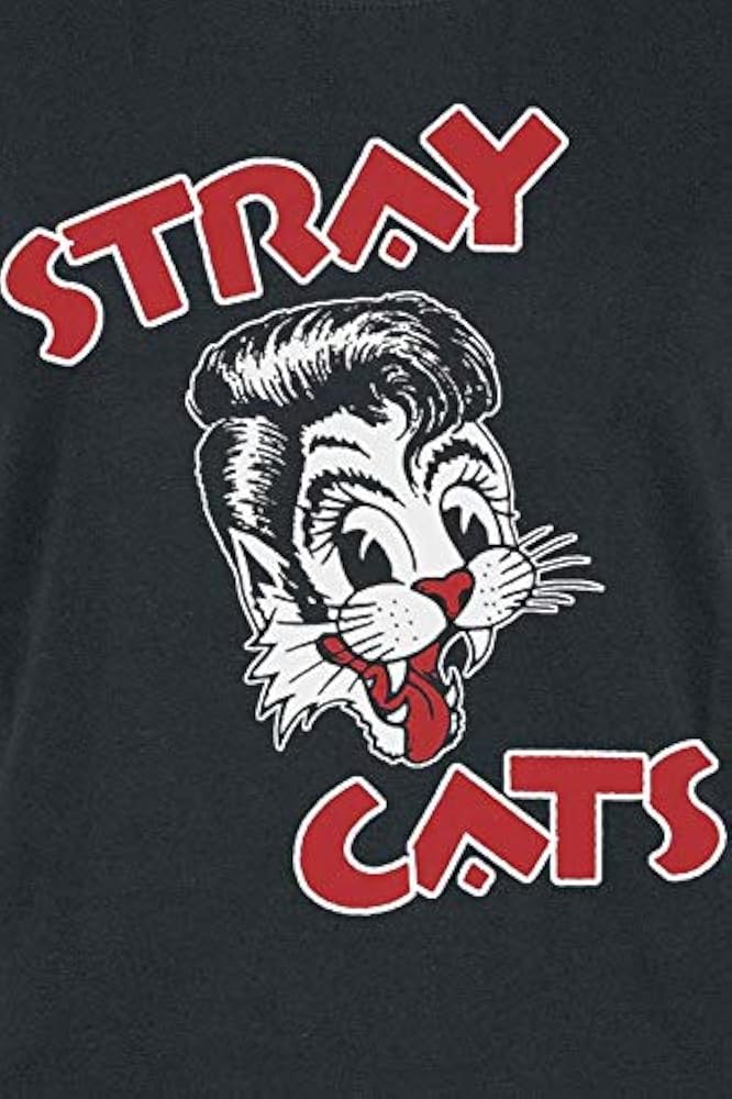 Stray Cats Womens/Ladies Logo Fitted T-Shirt (M) (Black) at Amazon