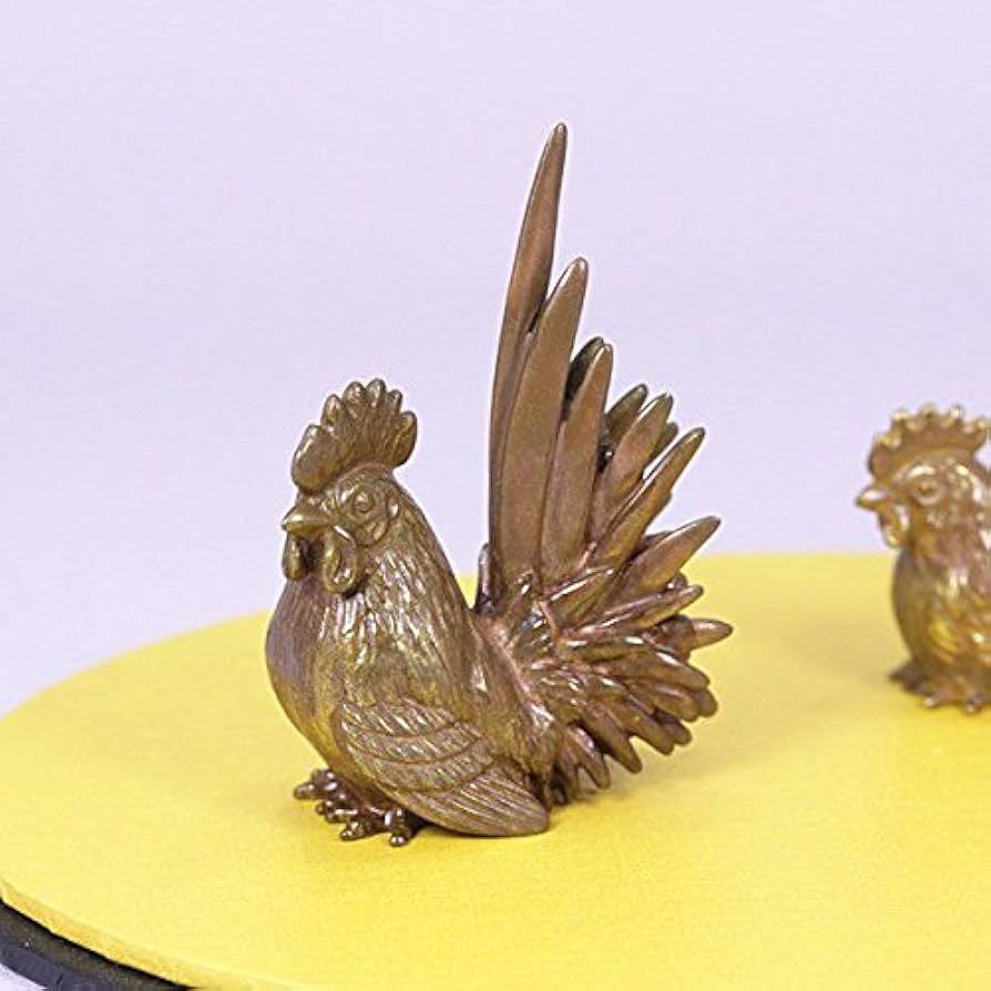 鶏 置物 ペア 金属工芸 高田銅器 S 鶏 置物 ペア 金属工芸 高田銅器 S