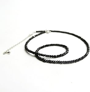 Amazon | ブラックスピネル ネックレス 42cm-47cm 5cmブラス