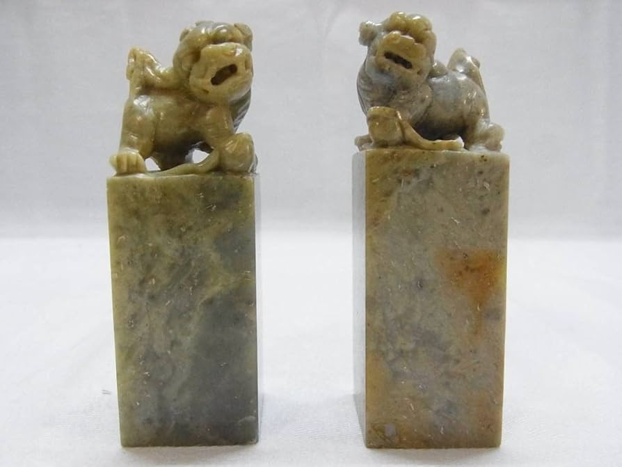 中国天然石 古印材篆刻印材獅子3個セット時代物 【公式通販】