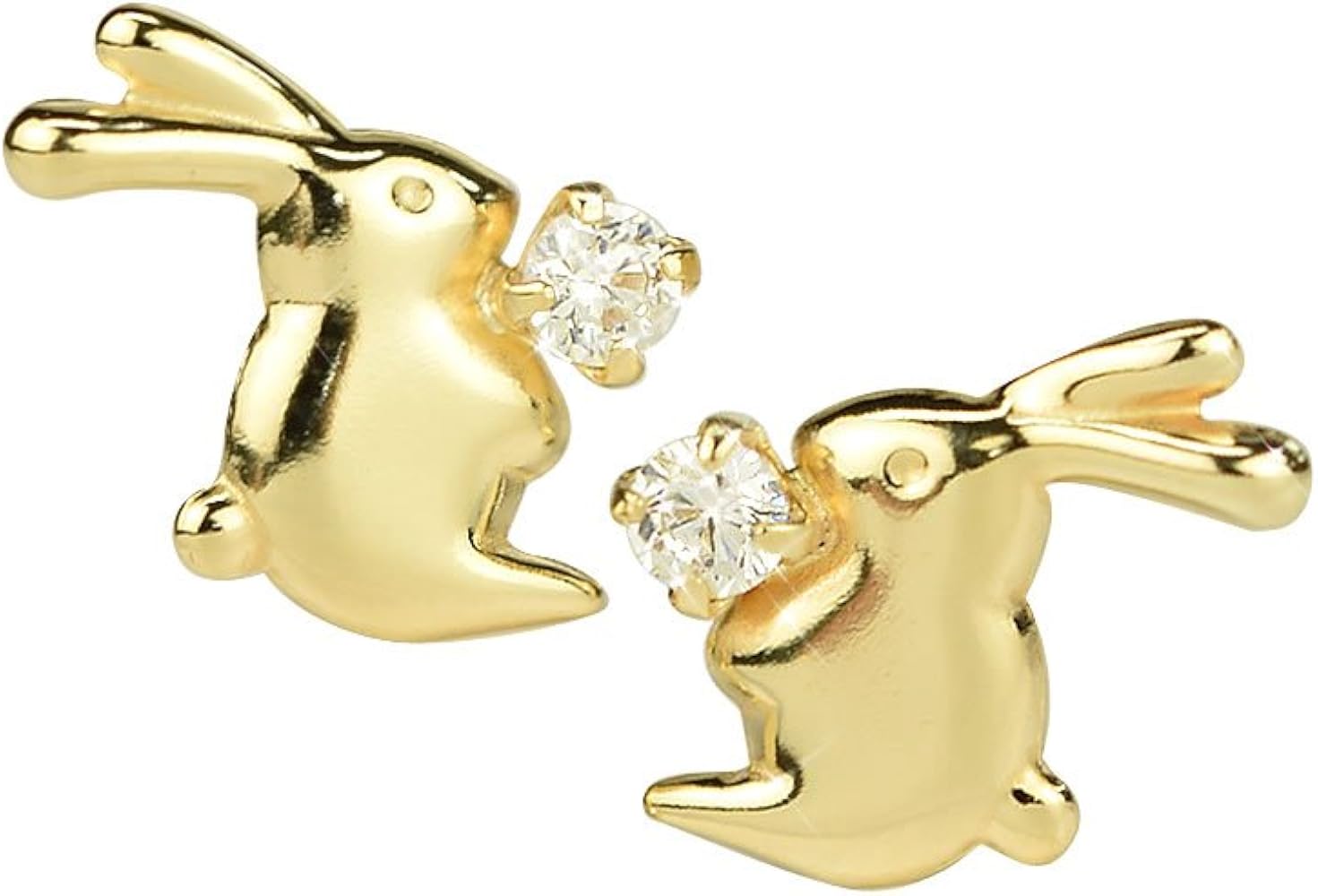 Amazon | [四葉のクローバー] 18金 ジルコニア うさぎ ピアス 18k K18
