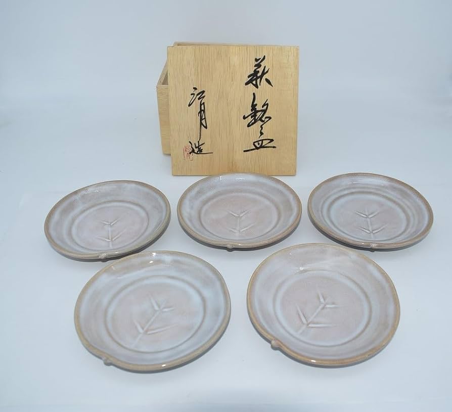 染付 銘々皿 五枚セット『花文』箱付 懐石道具 茶道具 染付