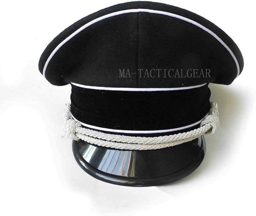 Amazon | WW2 ナチスドイツ軍 親衛隊 制帽 ウール製 黒 帽子 ASS 高級