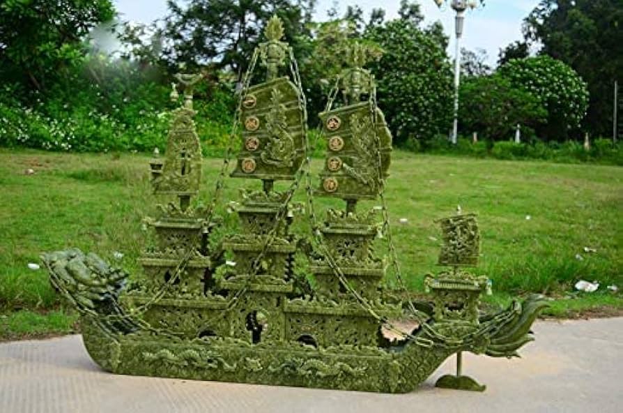 中国翡翠 彫刻 風景 船 山景色 置物 アート 40cm 71dk3nmcDNL._AC_UF894,