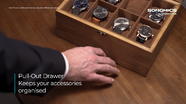 Amazon.co.jp: SONGMICS 時計ケース 8本 木製 引き出し付き 腕時計収納