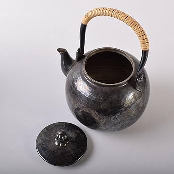 Amazon.co.jp: 煎茶道具 いぶし銀 槌目 銀瓶 湯沸 急須 重さ約495g M