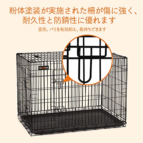 Feandrea 犬ケージ 中大型犬用 122x74.5x80.5cm 室内外兼用 ケージ
