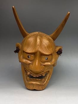 ユズコ木彫り 美しい般若面 能面 壁掛け 魔除け ユズコ木彫り 美しい