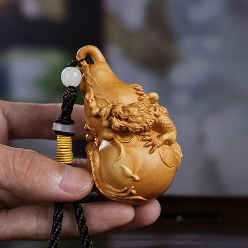 旧蔵 黄楊木 手彫り 龍戲珠 鏤空二連屏風 開運置物 置物インテリア