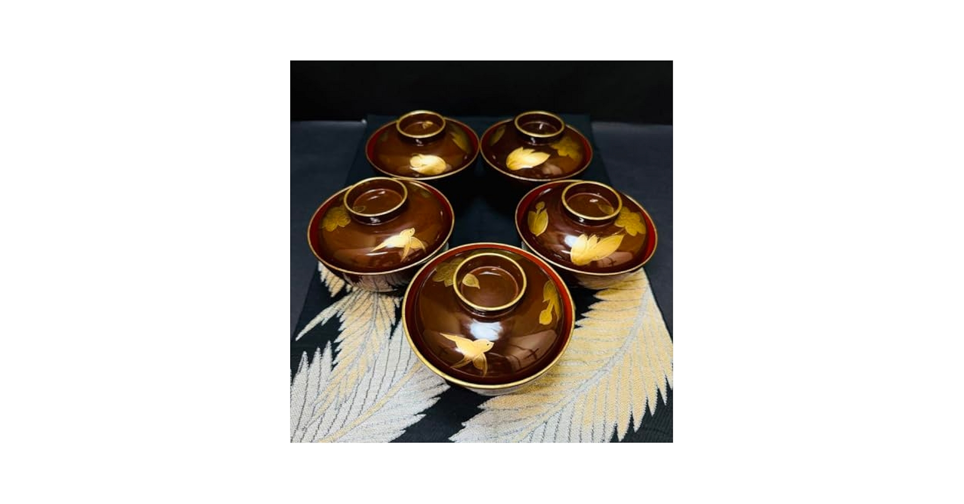 輪島塗 木製漆器 沈金 蓋椀 吸物椀 汁椀 10客 直径13cm 漆器 輪島塗