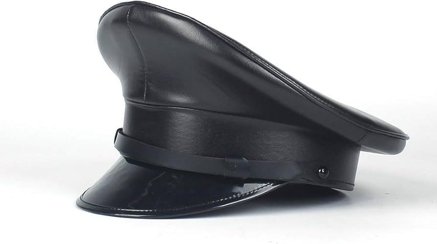 Amazon.co.jp: ASDFFG コスプレミリタリーキャップ 黒100％革ドイツ