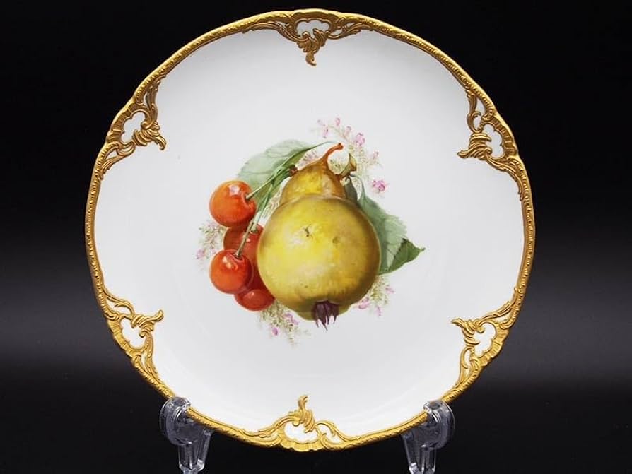 KPMベルリンプレート金彩花フルーツ