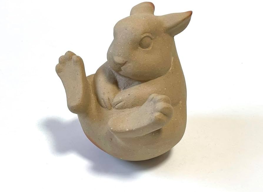 Amazon.co.jp: 作家物 陶芸家 藤原康 備前焼 卯置物 兎 うさぎ ウサギ