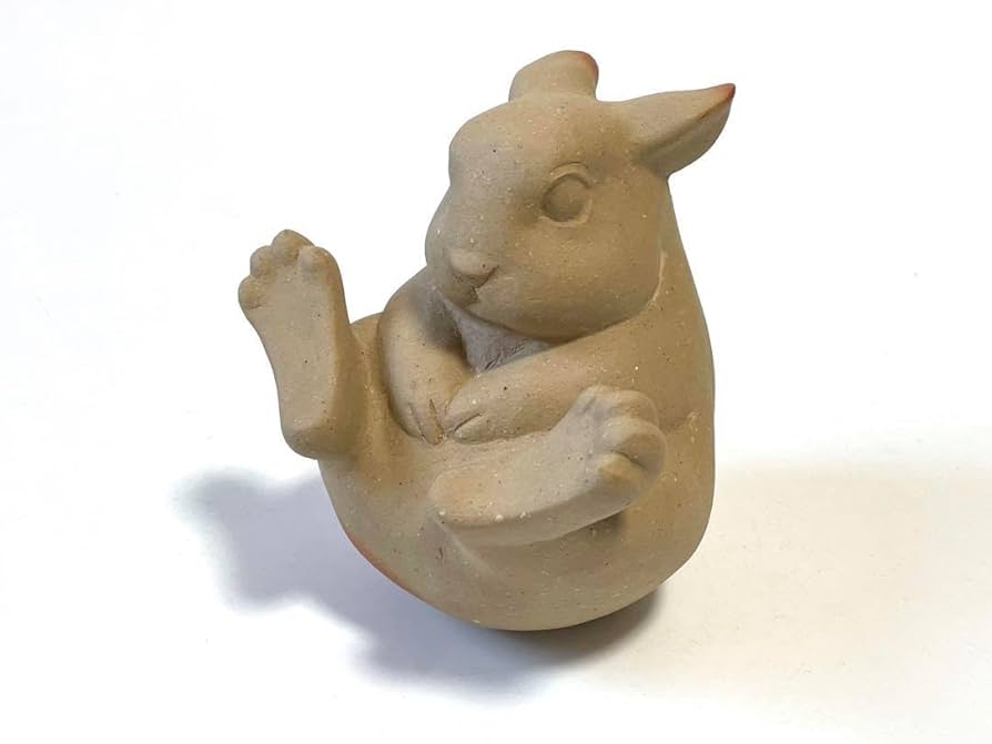 備前焼のウサギの置物 備前焼 干支【兎】桐箱付作家：17代 木村 玉