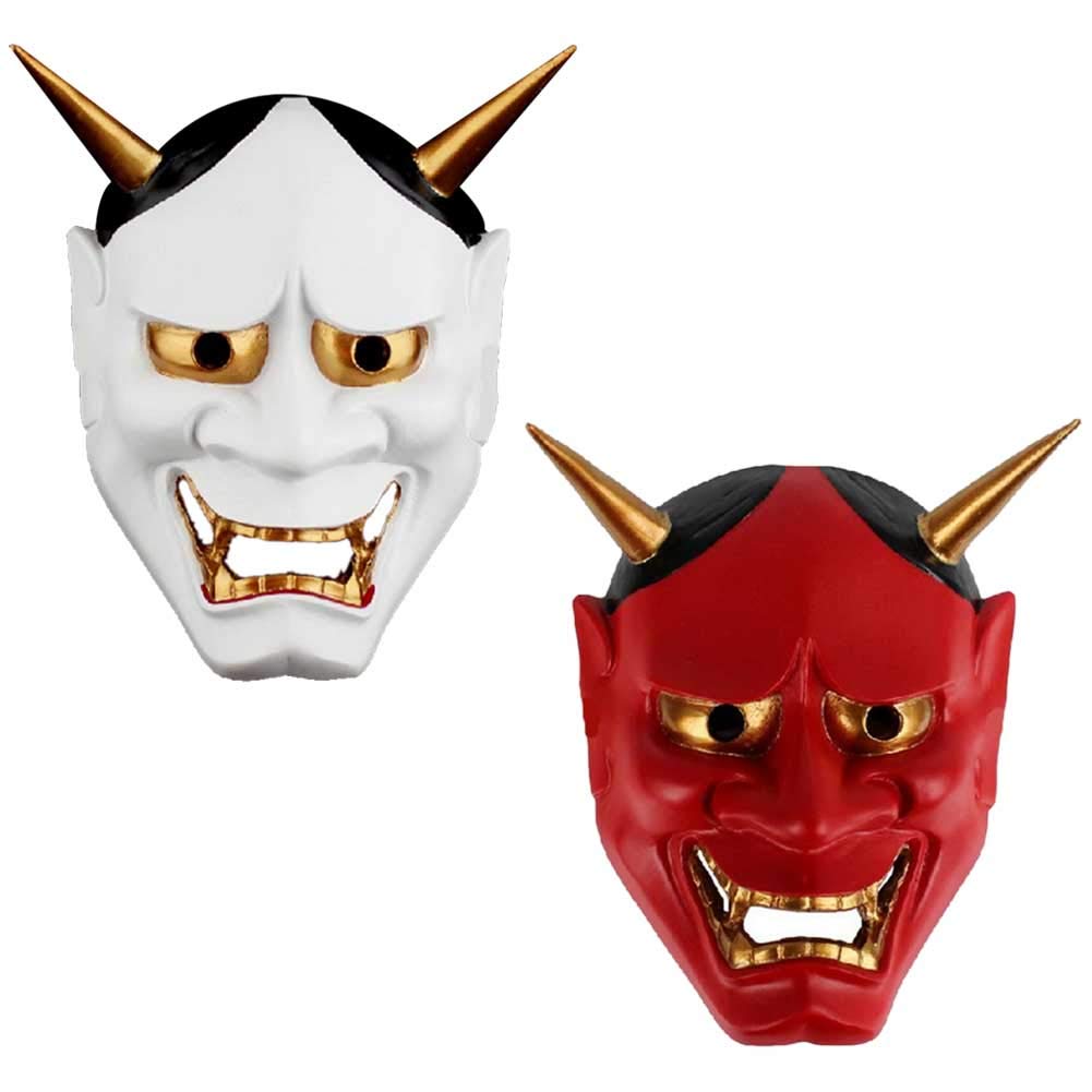 Amazon.co.jp: 般若 お面 鬼面コスプレ オニ退治 赤鬼、白鬼 なりきり