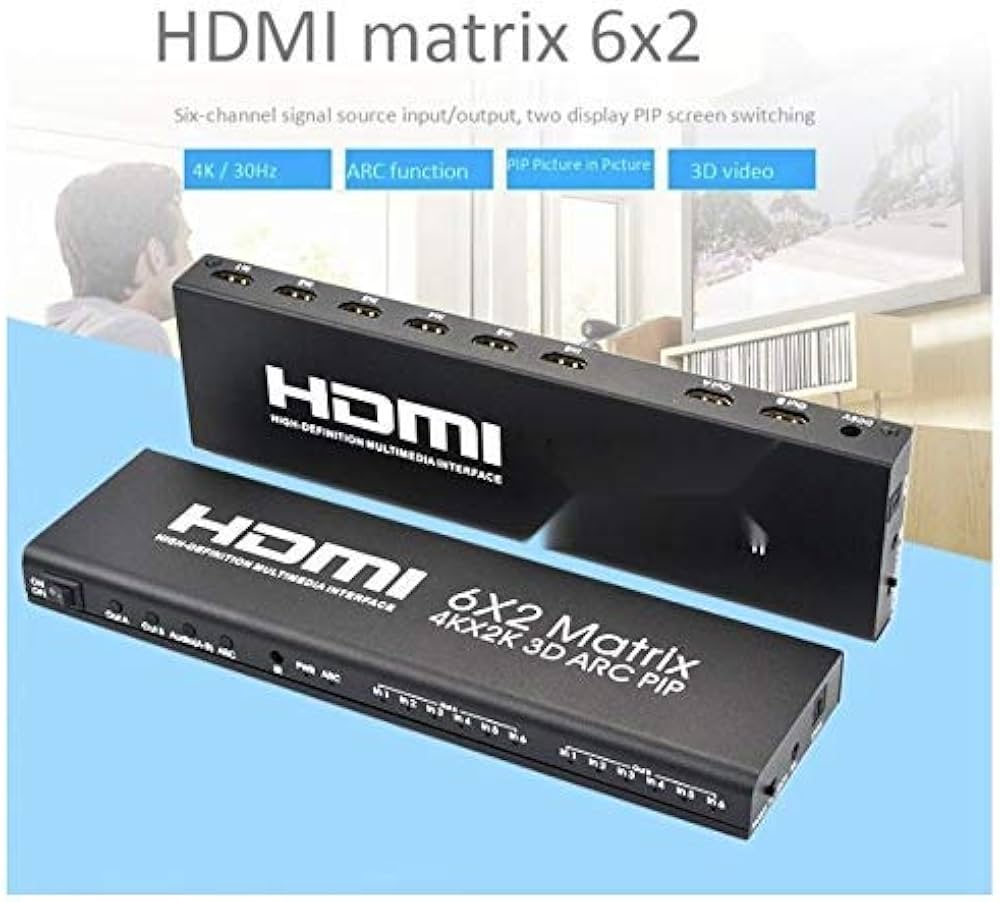 matrixスイッチ 2x6 HDMI 4K pip チェンジャー スプリッター
