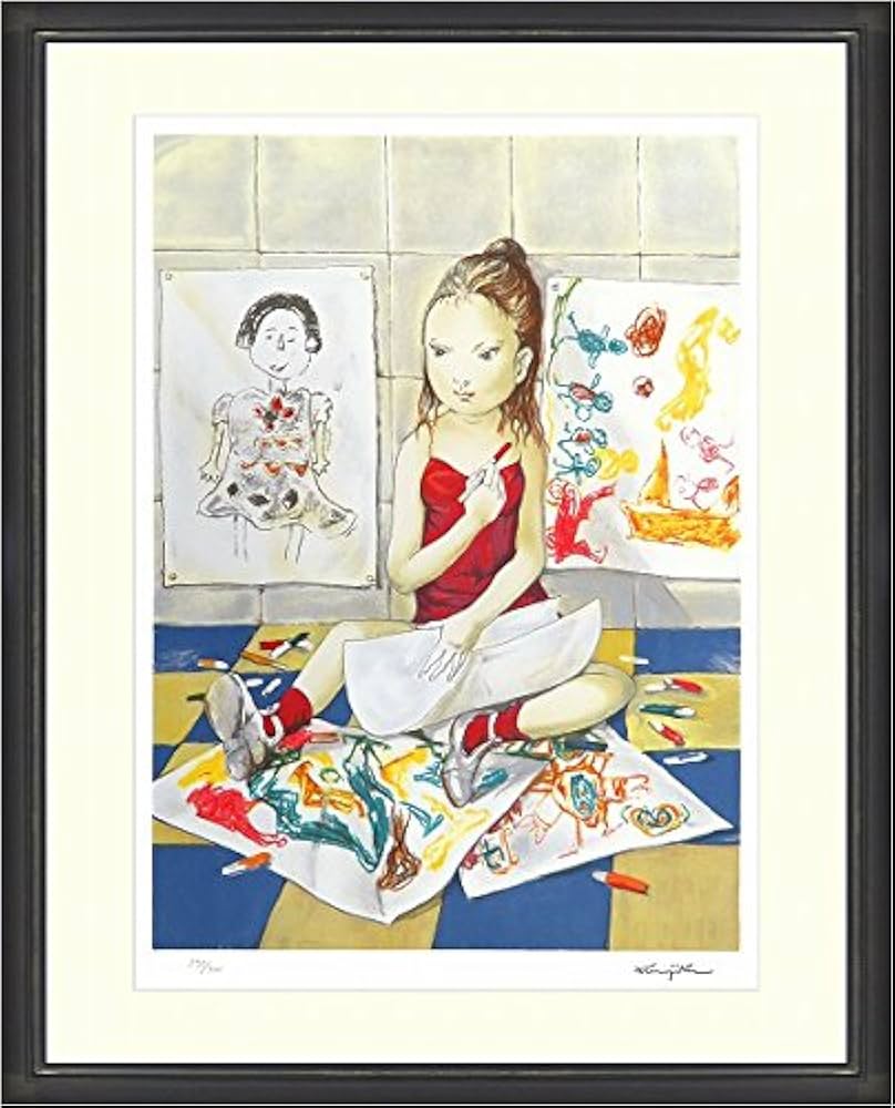 藤田嗣治 エスタンプリトグラフ 瓶を掲げる少女 250部限定 藤田嗣治