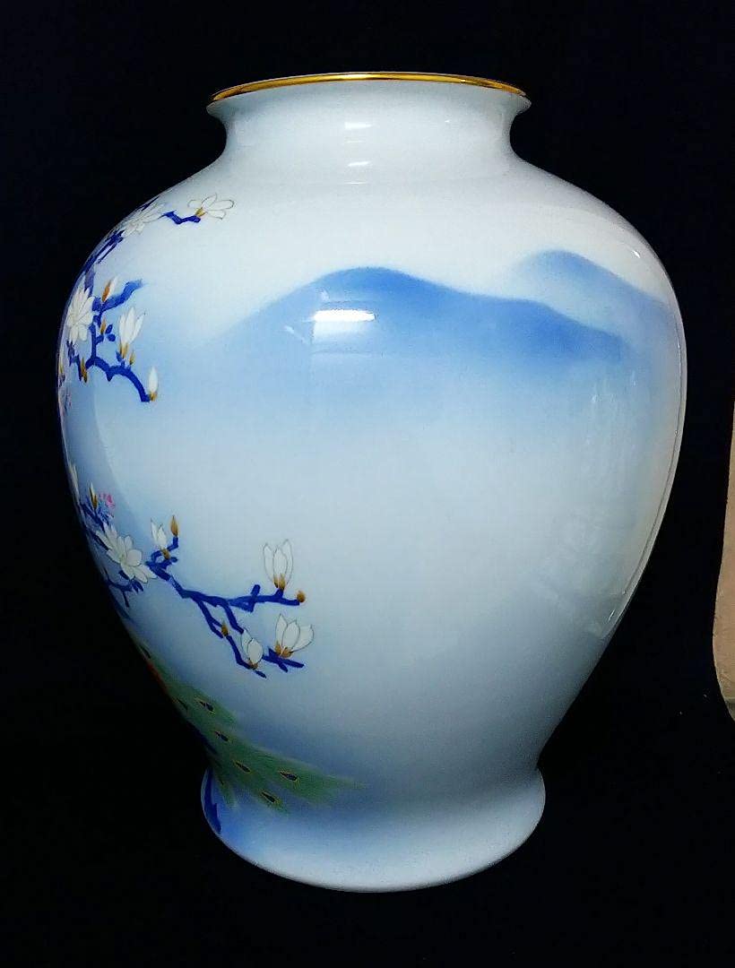 深川製磁 孔雀 高級花瓶 レア品 高級花瓶 深川製磁 孔雀 高級花瓶 レア