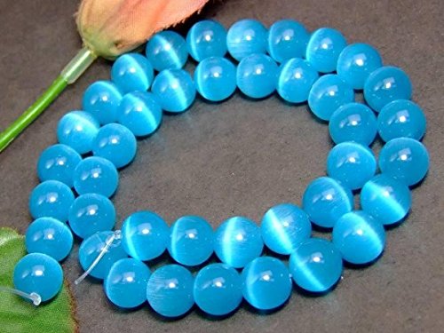 Amazon | g3-1913M 10mm AA 濃水色キャッツアイ 猫目石 1連37cm 通し針