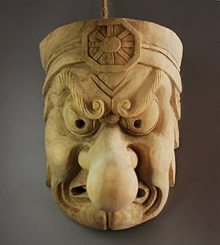 Amazon.co.jp: [AiO JAPAN] 天狗面 匠の技術で彫られた壁掛け用木彫り