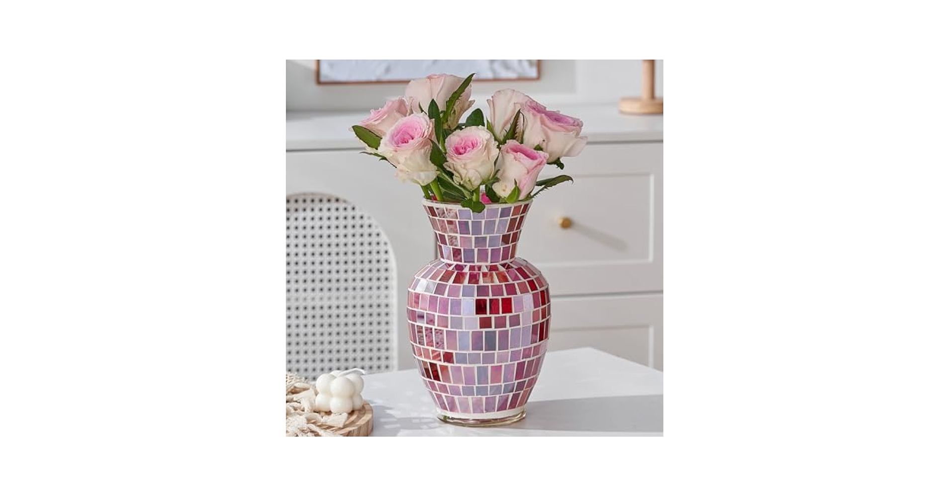 工芸品 Multi Glass Flower Vase (Pink) 工芸品 Multi Glass Flower