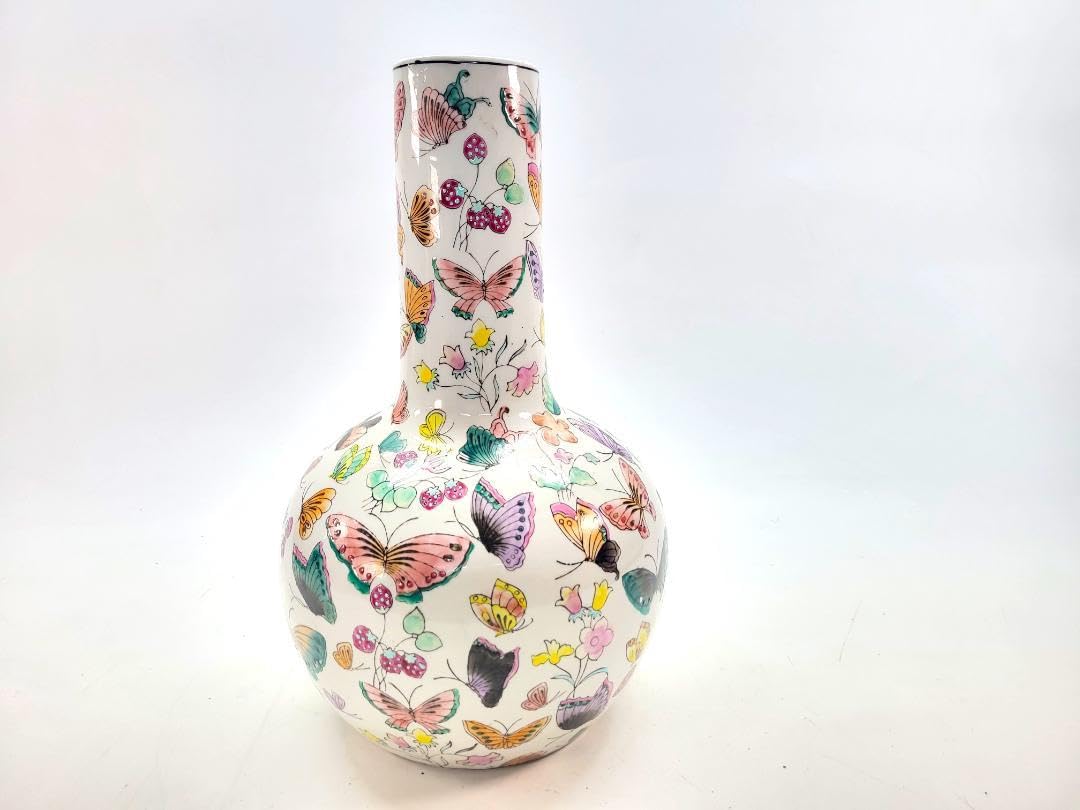 中国古玩 大清同治年製 粉彩人物図獣耳花瓶 中国古玩