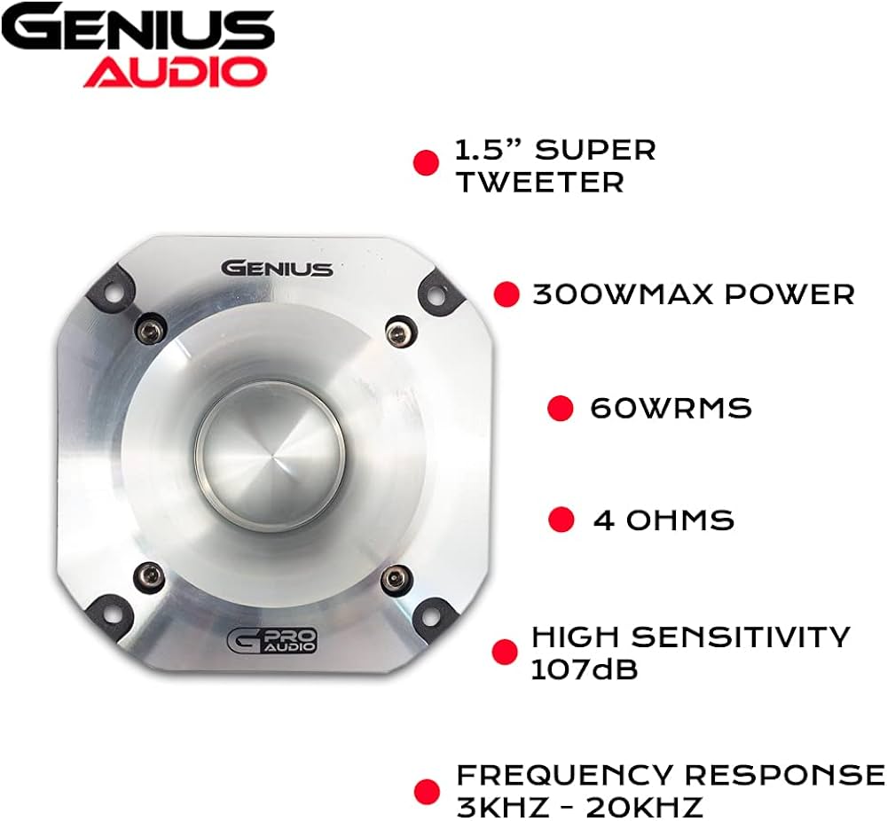 Genius Audio GPRO-T02 1,5 polegadas, 60 watts RMS – máximo de 300