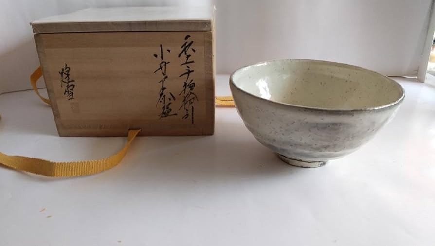 萩焼 清水啓功 萩上手物粉引 小井戸茶碗 共箱 共布 茶道具 抹茶碗 美品