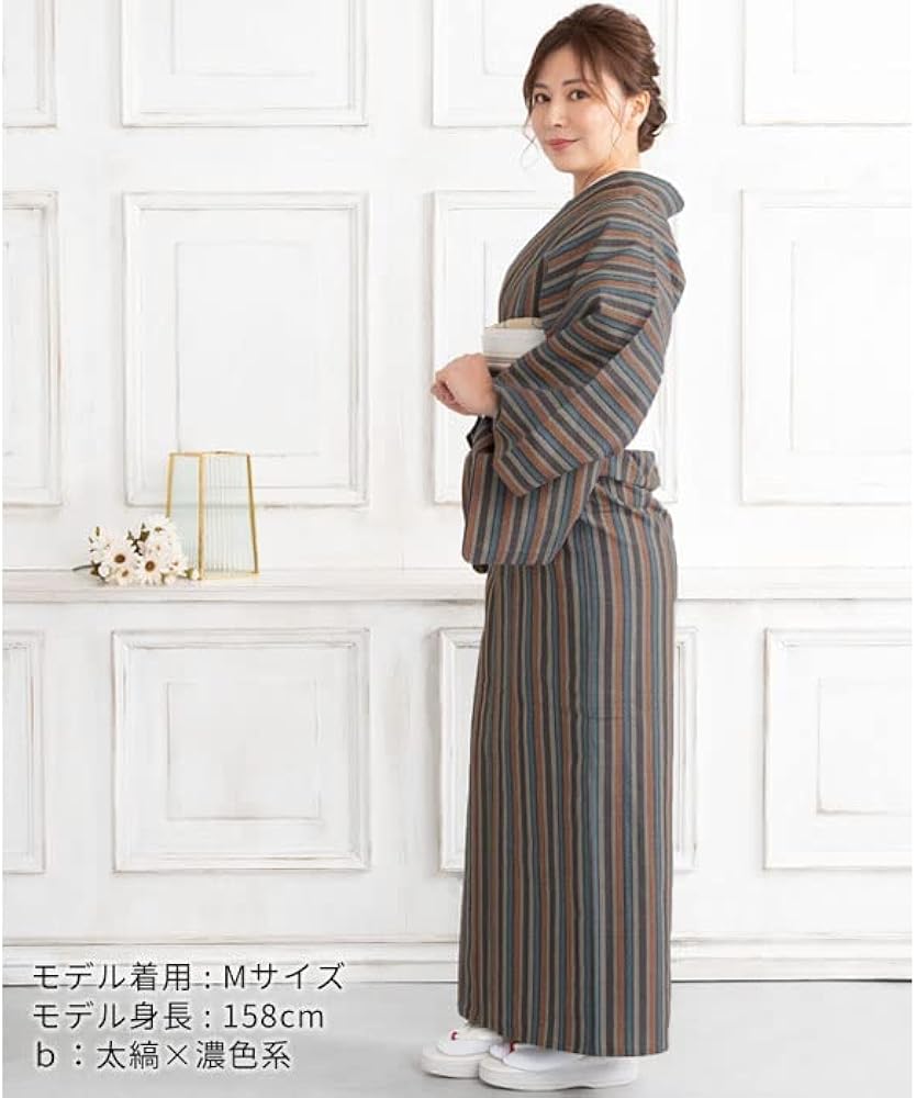 Amazon | 木綿 着物 ウール 阿波しじら織 着物 仕立て上がり 選べる4柄