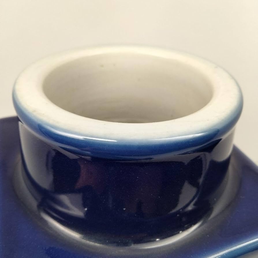 Amazon.co.jp: x130 中国 清代 藍釉 象耳方形瓶 角花瓶 高さ25.5cm