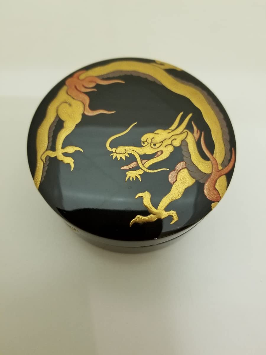 Amazon.co.jp: 香合 京蒔絵 下出祐太郎 上磨き高蒔絵 龍 黒塗 二寸五分