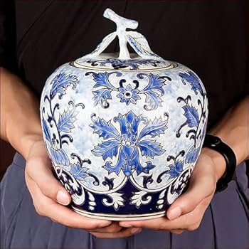 Amazon.co.jp: オブジェ 置物 置き物 飾り 蓋付き飾り壺 大型 陶器