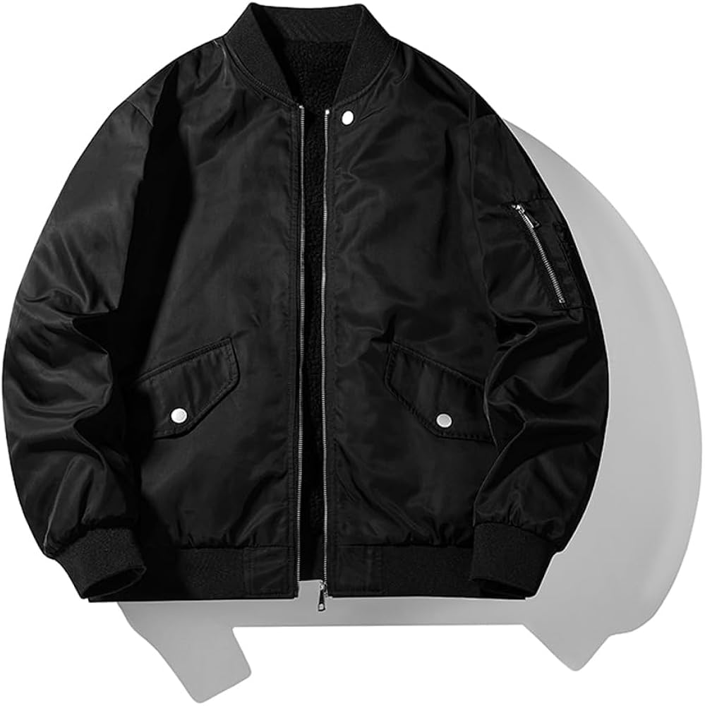 DYYLZYJ Mens Bomber Jackets Fall Winter Sherpa Fleece Reversible