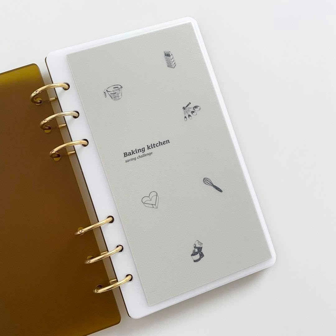 早い者勝ち 韓国 貯金 アクリルバインダー カバーA6 黒白ボーダー 早い