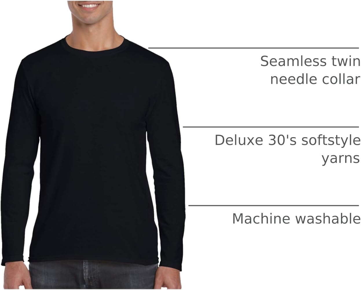 Gildan Softstyle long sleeve t-shirt(Black, M) | Amazon.com