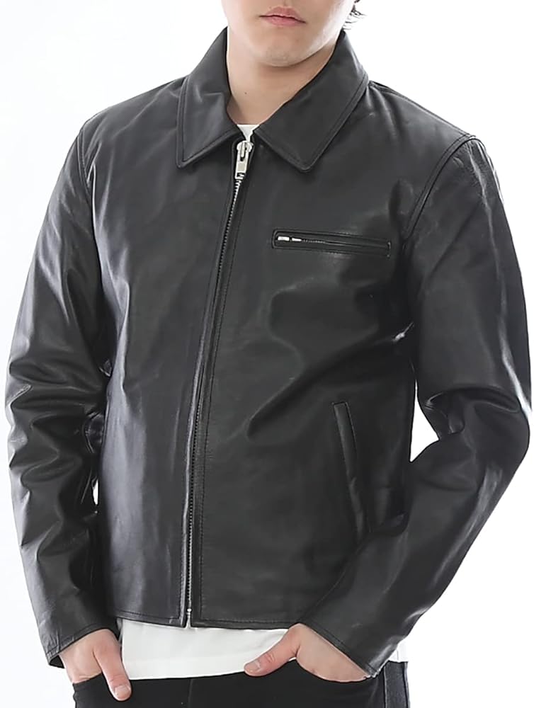 Amazon | [皮の但馬屋] レザージャケット 本革 メンズ ライダース